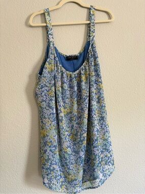 EUC Lane Bryant Blue and Yellow Floral Tank Top